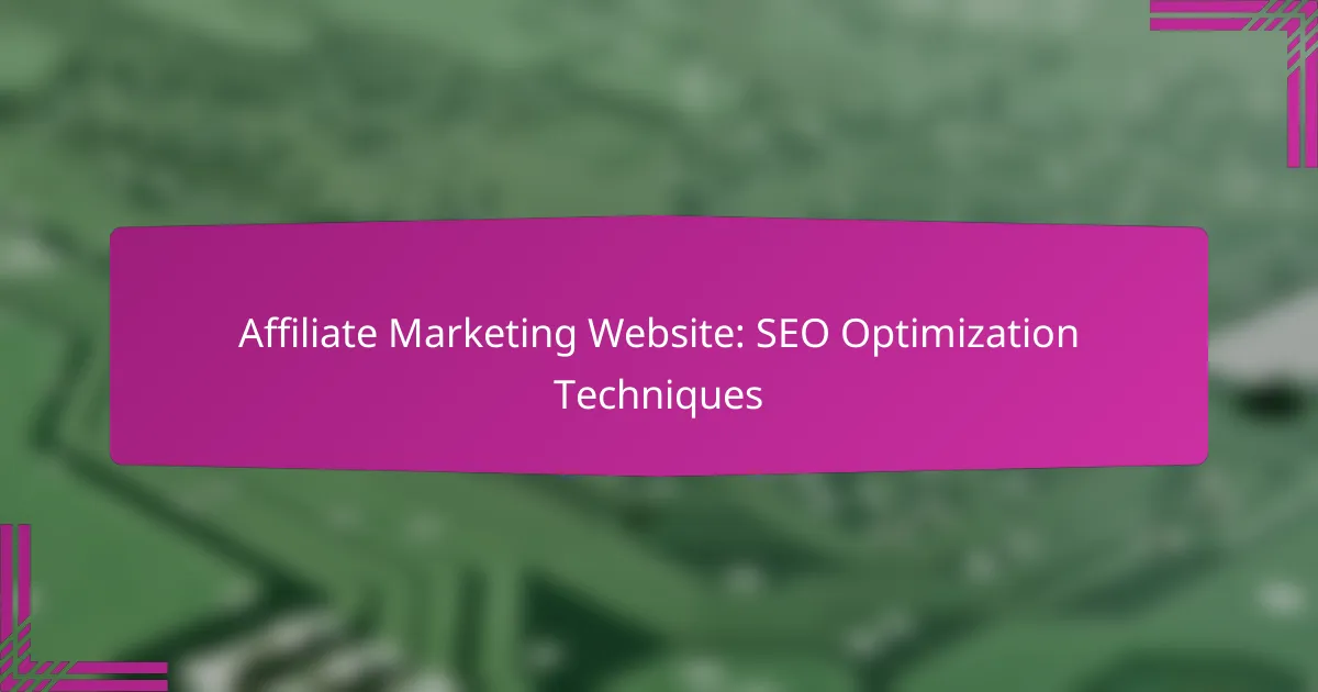 Affiliate Marketing Website: SEO Optimization Techniques