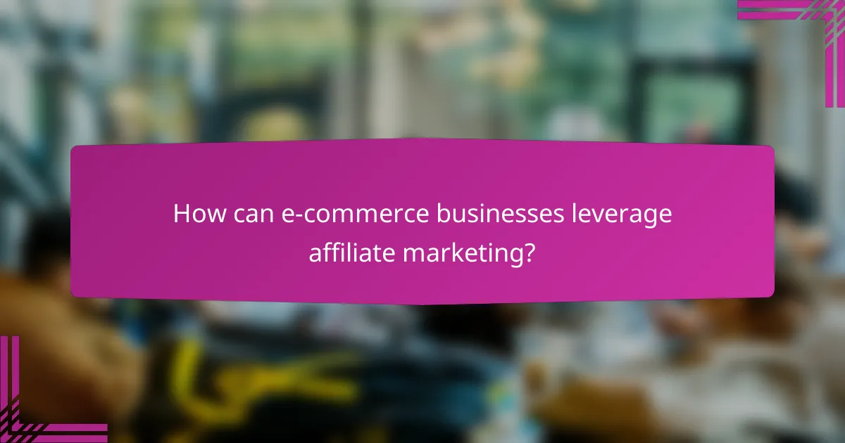 How can e-commerce businesses leverage affiliate marketing?