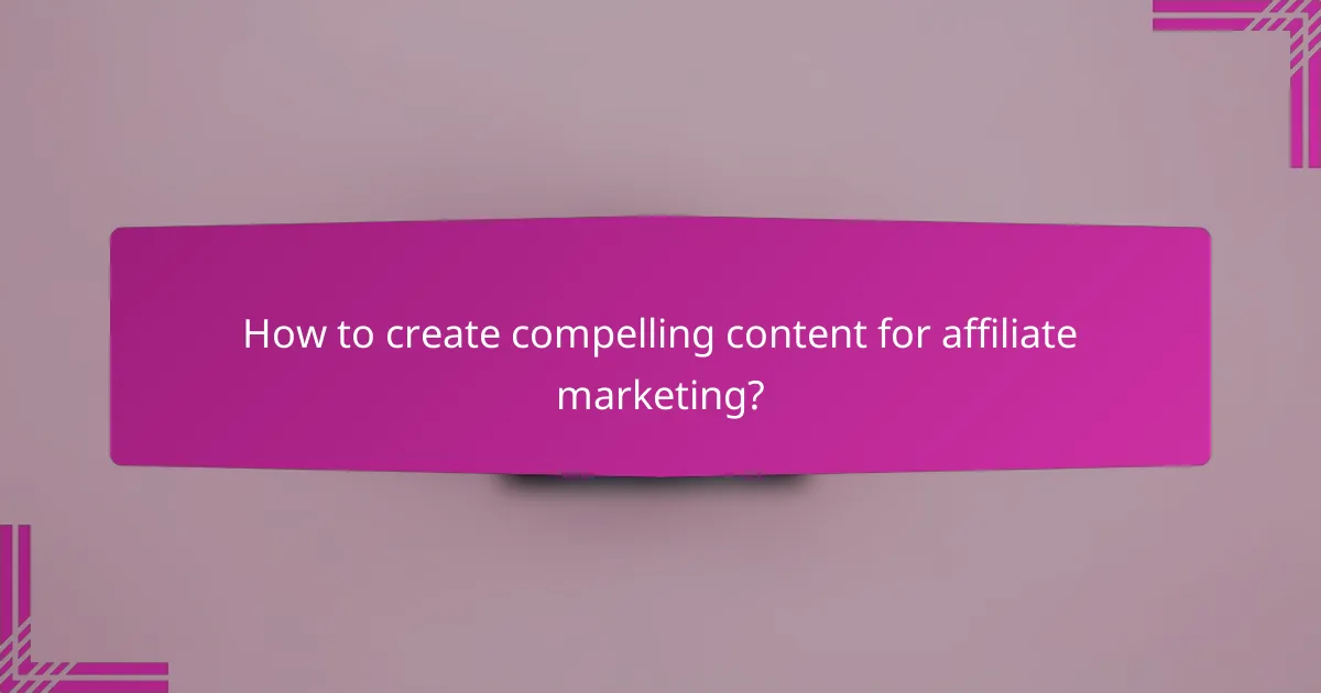 How to create compelling content for affiliate marketing?