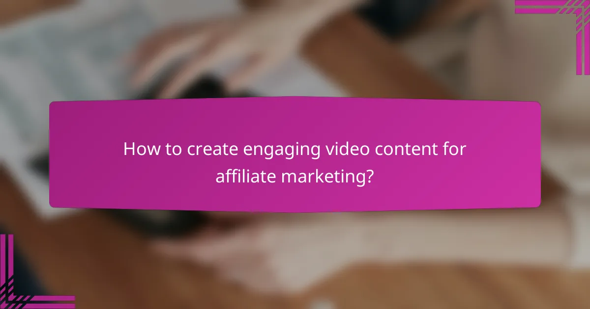 How to create engaging video content for affiliate marketing?