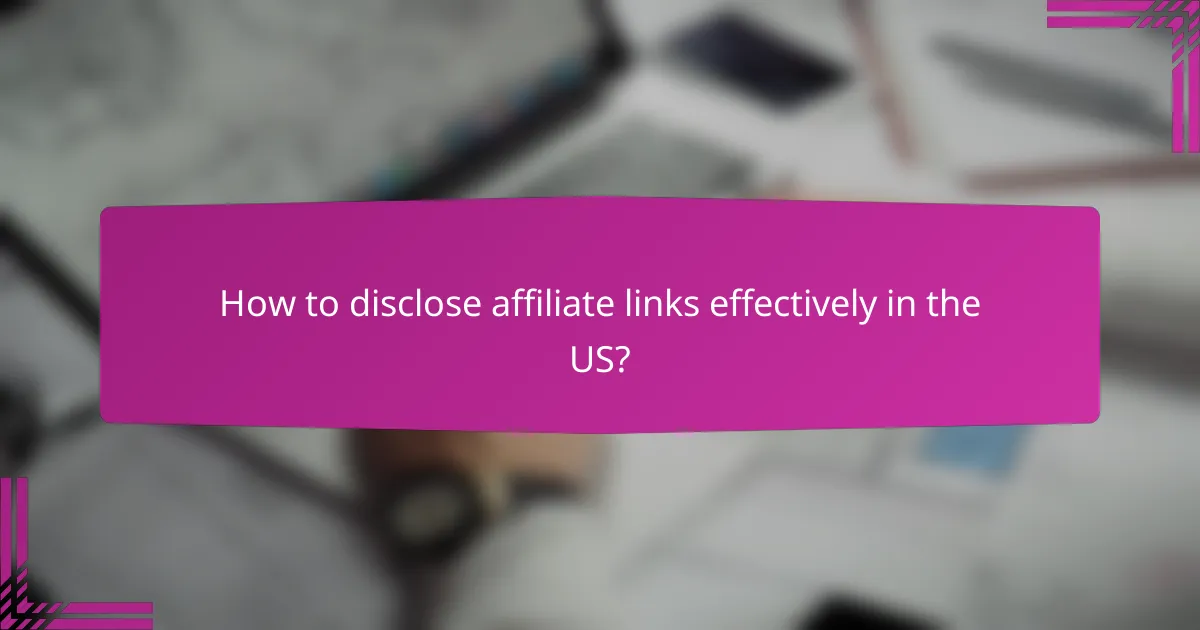 How to disclose affiliate links effectively in the US?