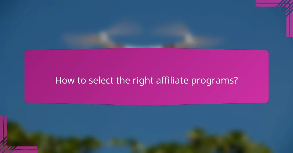 How to select the right affiliate programs?