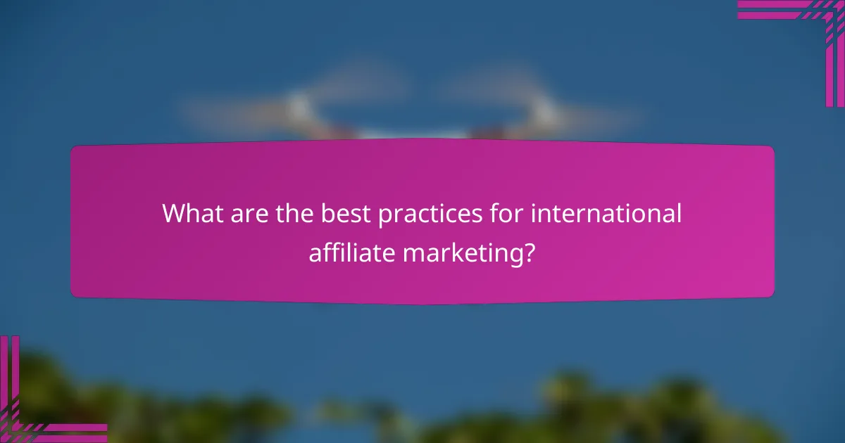 What are the best practices for international affiliate marketing?