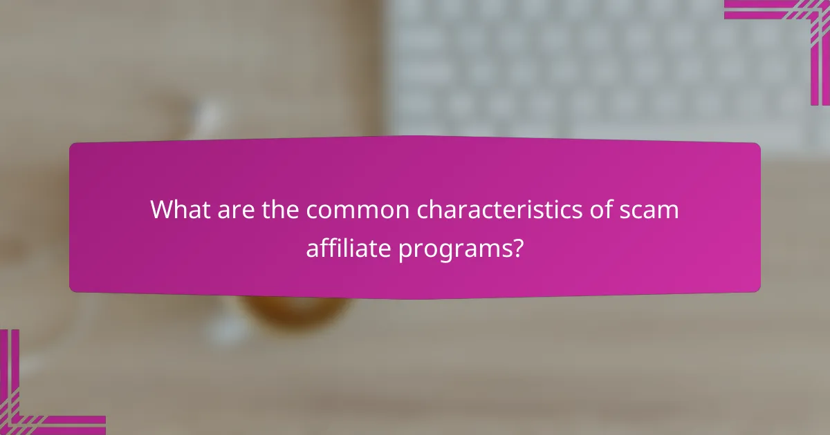 What are the common characteristics of scam affiliate programs?