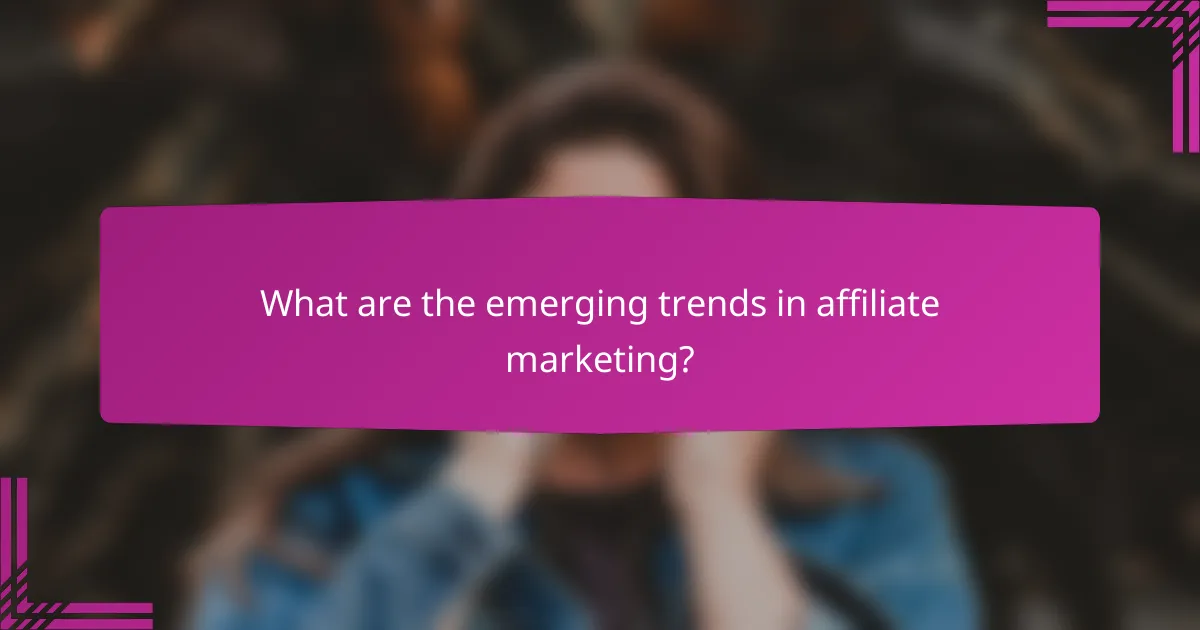 What are the emerging trends in affiliate marketing?