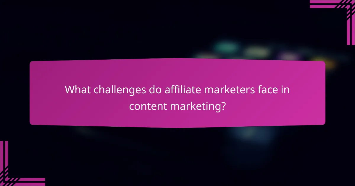What challenges do affiliate marketers face in content marketing?