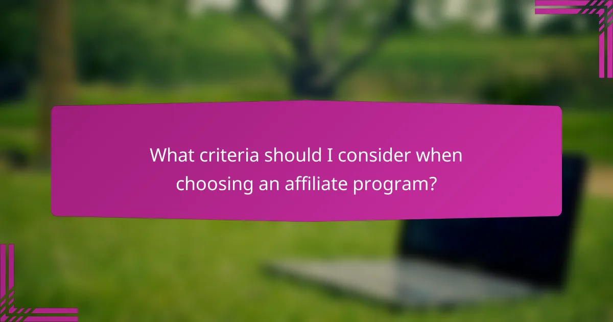 What criteria should I consider when choosing an affiliate program?