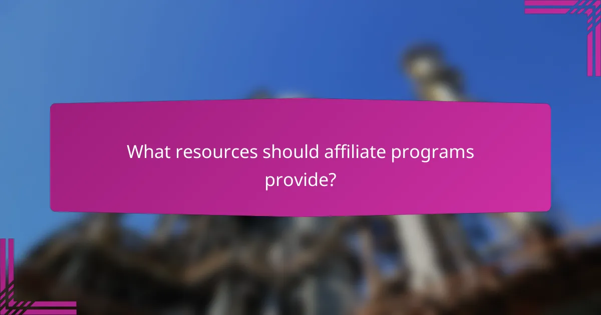 What resources should affiliate programs provide?
